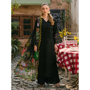 Conjunto de traje Mahnur-3 piezas para mujer, camisa bordada con dupatta de gasa estampada y pantalón BIC-4662 - Product Image 1