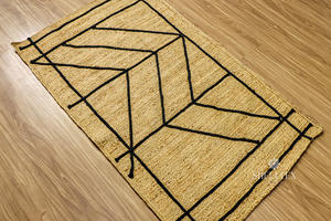 Alfombra de Yute Lavable Moderna y Personalizada Prithvi, Hecha a Mano, con Elementos Geométricos y Tonos Naturales para el Hogar - Product Image 5