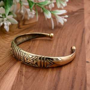 Handmade <b>Boho</b> Brass Cuff <b>Bracelet</b> Adjustable Jewelry with Mandala Art Design Unisex Gift for Multiple Occasions - Product Image 3
