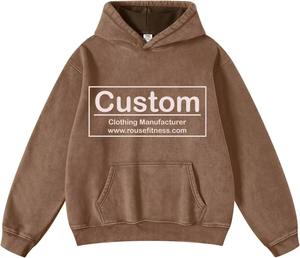 Sudadera con Capucha Lavada al Ácido Personalizada al por Mayor para Hombre, Ropa Urbana con Bordado, Impresión Gráfica, Logotipo, Estilo Vintage Desgastado - Product Image 1