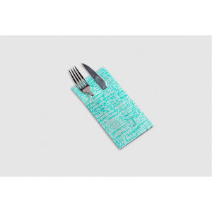 Serviettes de table en papier kraft imprimées Strauss, couleur turquoise, 40x40cm, format Kanguro, douces et absorbantes, 480 pièces, B2B - Product Image 1