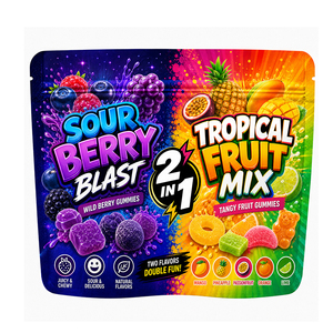 Child Resistant 2 1 Double Mylar Bags Moisture Proof Smell Proof Double Chamber Ziplock Pouch Die <b>Cut</b> Exotic Chewing Gum Sugar - Product Image 1