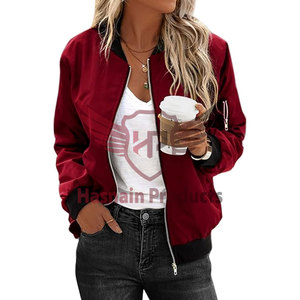 Chaqueta cortavientos con cremallera de piel de oveja de talla grande para mujer, abrigo corto transpirable a la moda con bolsillos, bonito estilo bombardero de satén para correr - Product Image 6