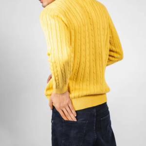 Suéter de punto de algodón 100% transpirable para hombre, jersey de cuello informal de Color sólido de talla grande, estilo TWINSET de primavera, totalmente personalizado - Product Image 2