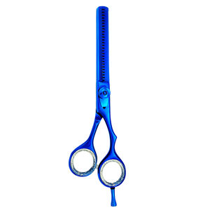 Tijeras de pelo de Color azul, tijeras de adelgazamiento de 5,75 pulgadas, tijeras de adelgazamiento de peluquero de acero inoxidable alemán con anillo de goma elegante - Product Image 6