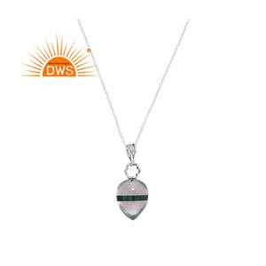 Collier avec pendentif en forme de goutte d'eau, ensemble de Quartz Malachite naturel, nouvelle collection 925, vente en gros - Product Image 1