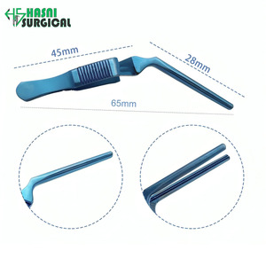 Clip de fixation vasculaire artérielle chirurgical Hasni, angle 6,5 cm, pointe atraumatique, acier inoxydable, manuel, certifié CE, ophtalmique - Product Image 1