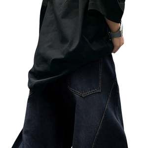 Jean large bleu foncé pour homme 100 % coton, coupe ample décontractée, style streetwear oversize, délavé aux enzymes, vintage - Product Image 4
