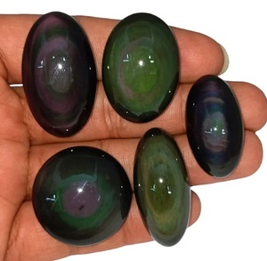 Cabujón de obsidiana arcoíris, piedras preciosas sueltas naturales con brillo de ojos para hacer joyas, lote al por mayor disponible - Product Image 2