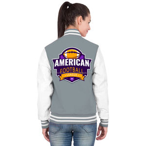 Chaqueta Varsity de Algodón Bordada para Mujer, Estilo Urbano, con Parches Personalizados y Marca - Product Image 4