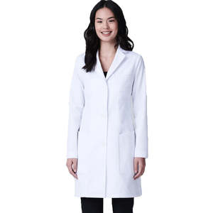 Bata de Laboratorio Unisex Moderna con Silueta de Enfermera, Color Blanco Liso, Bordes Suaves, Duradera para Uso Diario en Hospitales, Poliéster/Algodón, para Médico - Product Image 1