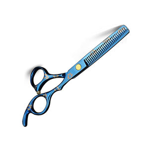 Tijeras de adelgazamiento para corte de cabello de Color azul brillante, diseño personalizado, tijeras elegantes para el cabello ligeras con reposapiés fijo - Product Image 2