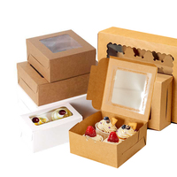 Petite mini boîte à gâteau de luxe avec logo personnalisé Papier kraft personnalisé avec insertion dans une fenêtre transparente Emballage de cupcake en relief