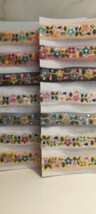 Lujoso encaje bordado floral colorido para ropa nupcial y decoración del hogar elegantes diseños intrincados para bodas y accesorios - Product Image 3