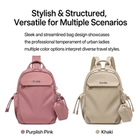 Sac à dos pour ordinateur portable en nylon imperméable pour femmes, pour les trajets domicile-travail et les voyages, grande capacité, multi-poches, léger, élégant