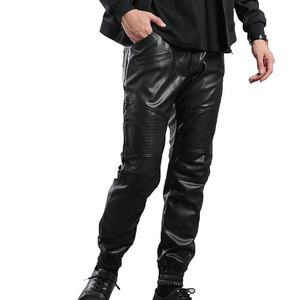 Fashion <b>Men</b> Faux Leather <b>Joggers</b> <b>Slim</b> <b>Fit</b> PU Sweatpants Urban Streetwear Style Casual Jogging Pants - Product Image 1