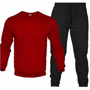 Customize Mens Oversized <b>Crewneck</b> Sweatshirt Track Suit Pullover Round Neck Sweat Suit 2 Piece Casual Jogging Sportswear - Product Image 3