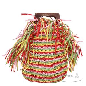 Bolsas de rafia hechas a mano | Patrón multicolor de estilo bohemio y de moda artesanal ecológico - Product Image 5