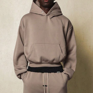 Sudadera con capucha de calidad superior para hombre, jersey de manga larga, botones de gran tamaño, hombro caído, patrón sólido, tejido de punto, teñido liso, Invierno - Product Image 1