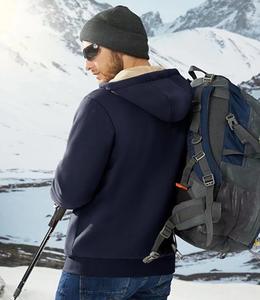 Veste à capuche en lin doublée de haute qualité, coupe classique, poids lourd, manches longues, chaude pour hommes - Product Image 2