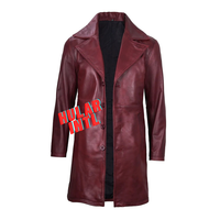 Manteau d'hiver personnalisé en cuir écologique à double boutonnage, 70% duvet, coupe-vent pour homme, poncho en fausse fourrure d'agneau, manteaux extra longs chauds