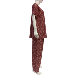 Pijama de uso diario de rayón de alta calidad para mujer, un conjunto de manga corta y pantalones largos - Product Image 3