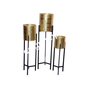 Jardinières de luxe petites et moyennes de grande taille et Pots de fleurs en tôle de fer plaqué or sans rouille avec support Jardinières en métal pour balcon - Product Image 2