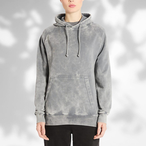 เสื้อฮู้ดวินเทจสีเทาคลาวด์ฟอกสีแบบแอซิดวอช แขนแร็กแลน ลวดลายมิเนอรัลวอช  แบบผูกย้อม  สำหรับผู้ชายและผู้หญิง  เสื้อฮู้ดฟอกสี  สำหรับฤดูหนาว - Product Image 6