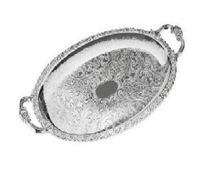 Plateau décoratif rectangulaire en aluminium de haute qualité avec poignées en bois pour les vacances saisonnières et la décoration de table de tous les jours - Product Image 1