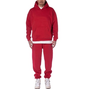 Conjunto de pantalones de chándal y Sudadera con capucha de poliéster/algodón informal para hombre, chándal con logotipo frontal estampado Digital sólido con capucha de ajuste Regular personalizado - Product Image 5