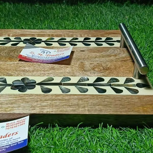 Concha de mar natural con incrustaciones de nácar, bandeja con mango de madera, postre de Ramadán Mubarak y plato para servir con fecha, obra maestra de regalo Eid - Product Image 1