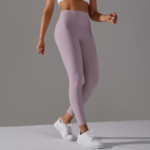 Leggings de sport rose, leggings de yoga sans couture, contrôle du ventre, tissu tricoté, style uni, leggings de yoga, ensembles de sport - Product Image 5