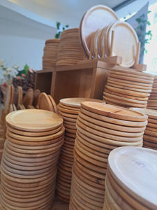 Assiette en bois ronde en gros pour les ustensiles de cuisine de restaurant Assiette de service de nourriture écologique au nouveau design pour la fête - Product Image 3