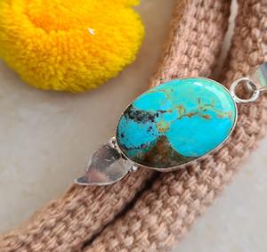 Pendentif en argent sterling de Bohème fait à la main pierre précieuse de Turquoise naturelle avec de l'argent pour cadeau de pièce de déclaration pour elle - Product Image 4