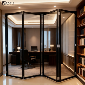 باب قابل للطي من سبائك الألومنيوم بتصميم عصري ورؤية بانورامية مع أعمدة بسيطة وزجاج شفاف لغرف النوم والشرفات - Product Image 1