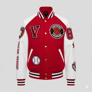 Chaqueta Universitaria de Tela Unida con Logotipo Personalizado, Chaqueta Impermeable Estilo Letterman, Chaqueta Bomber Estilo Béisbol, Ropa Exterior para Equipos, Suministro OEM - Product Image 1