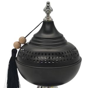 Quemador de Incienso Moderno de Metal Negro Mate con Detalles Plateados y Decoración para el Hogar, Uso en el Golfo y Medio Oriente - Product Image 4