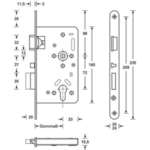 Cerradura de Seguridad de Acero Inoxidable Serie 20 APK, Tipo Mortise, DIN Derecha, Autobloqueante, Función SSF E-Rounded, para Armarios de Almacenamiento, 20/65/72/9 mm - Product Image 3