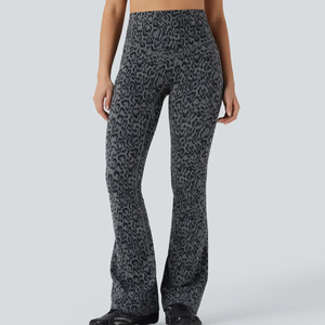 Femmes taille haute serré solide jambes évasées Spandex/Nylon Yoga Leggings-Logo personnalisé Fitness Sportswear évasé femmes Leggings - Product Image 1