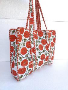 Vintage Handmade <b>Summer</b> Winter Spring Shopping Tote Bag <b>Quilted</b> Tote Floral Print Cotton Bag Women's Picnic Bag Cotton Tote - Product Image 3
