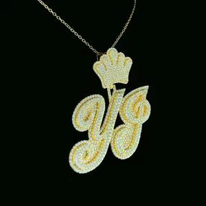 Hot Sale Hip Hop Jewelry Mens Iced Out Custom <b>Letter</b> Pendant 925 Sterling Silver VVS Moissanite Diamond Available at Best Price - Product Image 5