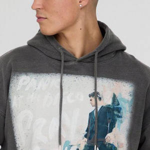 Wholesale Custom Oversized Wash Panic at the Print Hoodies Men Sustainable Men's Hoodies Cotton Blended Basics Latest Design - Product Image 5