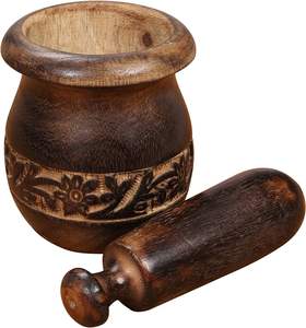 Molinillo de mortero y mortero tallado a mano de madera/Picador para hierbas para prensa de ajo molinillo de café hierba especias triturador jengibre - Product Image 5