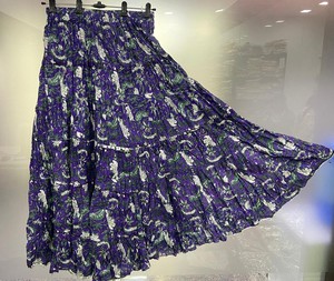 Jupe indienne en coton imprimé taille haute pour femmes, longueur moyenne, vêtements de plage évasés exclusifs, imprimés pour 4 filles, respirants - Product Image 4