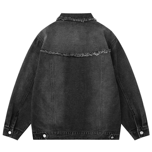 แจ็กเก็ตยีนส์สำหรับผู้ชายเสื้อแจ็กเก็ตผ้ายีนส์ลายปักสไตล์วินเทจ - Product Image 6