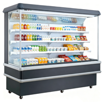 Vitrine réfrigérée à rideau d'air pour fruits et légumes de supermarché avec éclairage LED