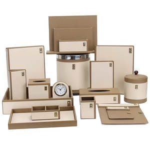 Juego de bandejas de bambú de cuero PU para hoteles y restaurantes, posavasos de vidrio de agua, caja de pañuelos, carpetas de menú, barras de carpetas de facturas - Product Image 1