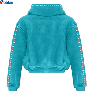 Sudadera con Capucha Personalizada para Hombre, de Algodón Grueso, Estilo Urbano, con Pedrería, Cierre Extra Grande, Lavado Ácido, Estampada - Product Image 4