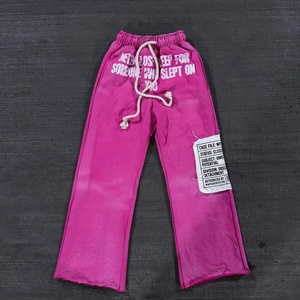 Conjunto Deportivo de Dos Piezas con Capucha, Estilo Vintage, Lavado Ácido, Transpirable, con Pedrería, Ropa de Calle, 100% Algodón Estampado - Product Image 3