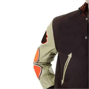 Chaqueta universitaria de manga de lana personalizada para hombre, holgada de gran tamaño, reversible, Letterman, Bomber, parche de chenilla bordado en la parte delantera - Product Image 3